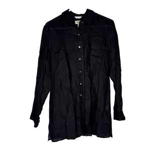 Talbots Women’s Black Irish Linen Button Up Top size 10 dress shirt large tunic